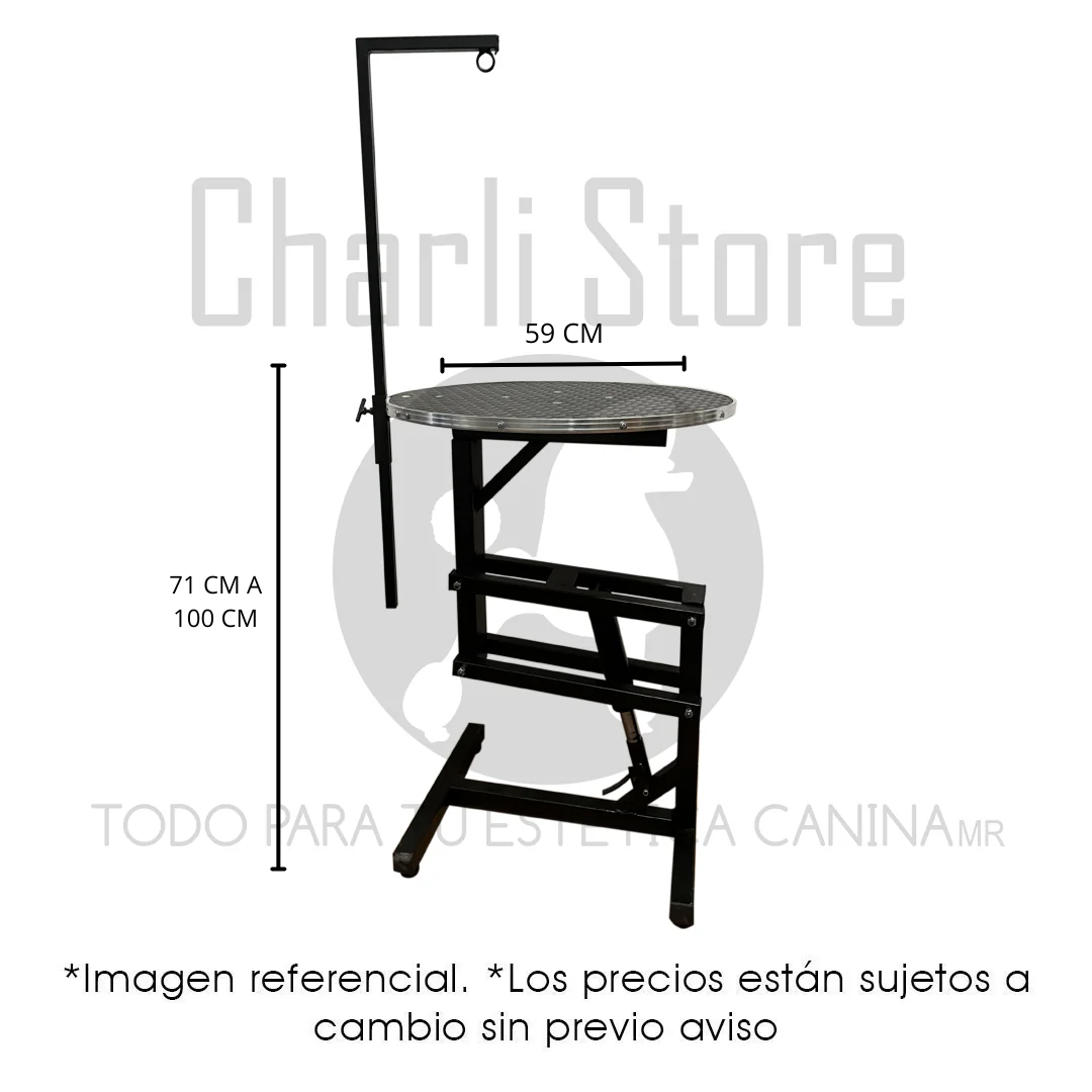 Mesa redonda de pistón giratoria para estética canina