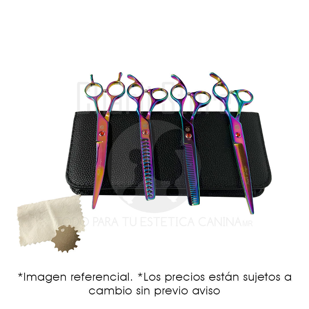 Set de Tijeras Purple Dragon 4 Piezas 8"