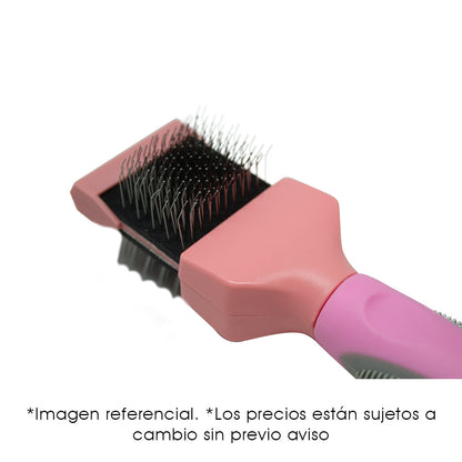 Carda Doble Pet Comb Rosa