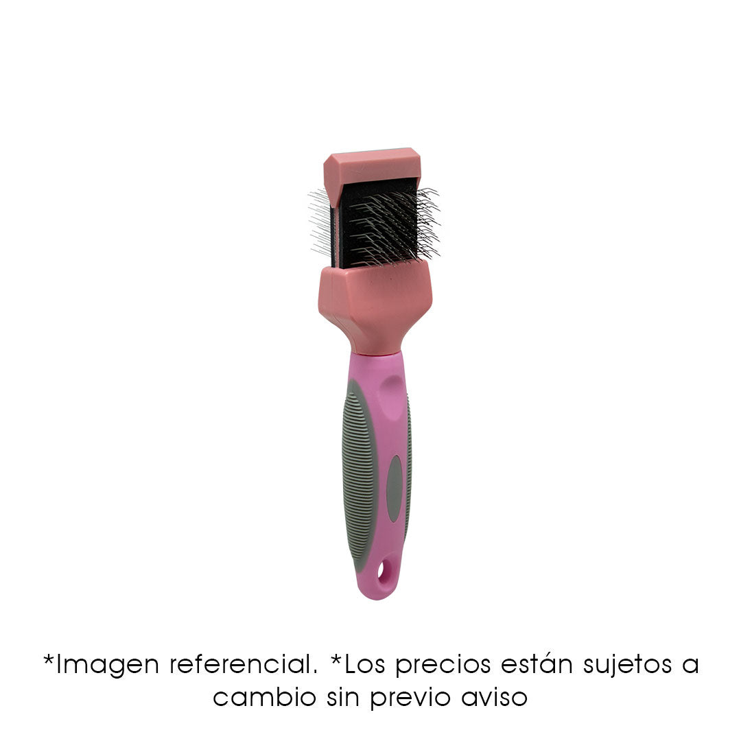 Carda Doble Pet Comb Rosa