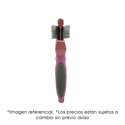 Carda Doble Pet Comb Rosa